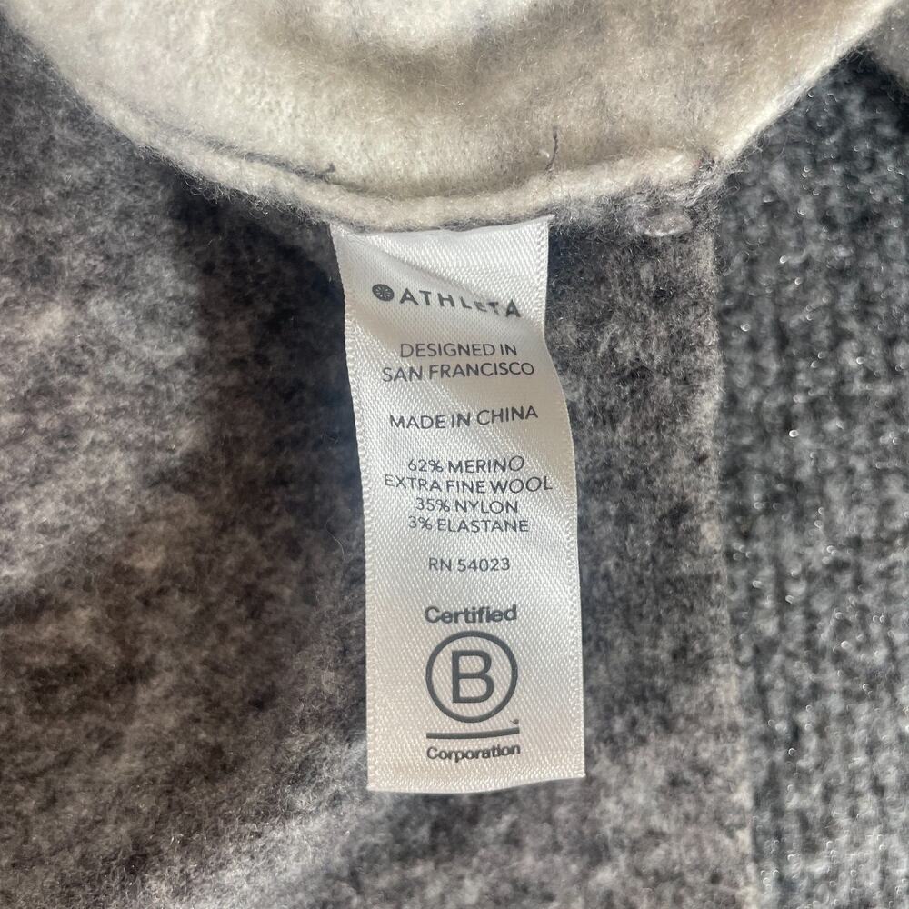 Athleta Two Tone Gray Merino Wool Blend Solid Turtleneck Ribbed Sweater Size S - Picture 4 of 7